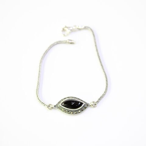 Oltu Taşı Markazit Gümüş Bileklik Model - 37