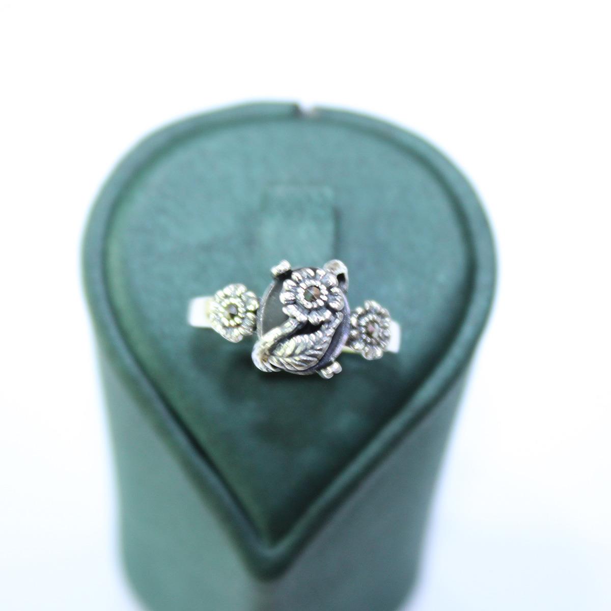 Oltu Taşı Markazit Çiçek Figürlü Yüzük 3,5 (gr)