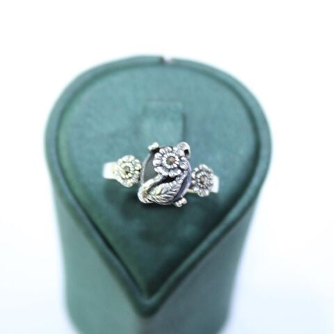 Oltu Taşı Markazit Çiçek Figürlü Yüzük 3,5 (gr)