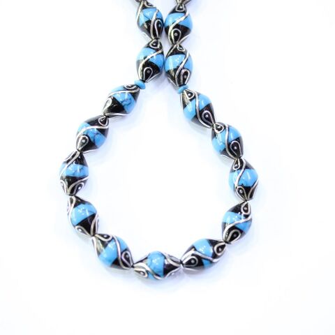 Çeşm-i Bülbül Firuze İşlemeli Oltu Taşı 7*11 (mm)