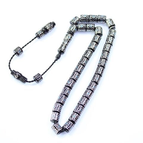 Firuze & Petek Baklava İşlemeli Kesme Oltu Taşı 8*9 (mm)