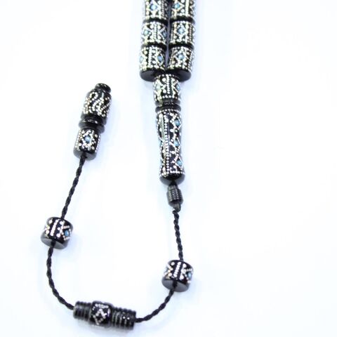 Firuze & Petek Baklava İşlemeli Kesme Oltu Taşı 8*9 (mm)