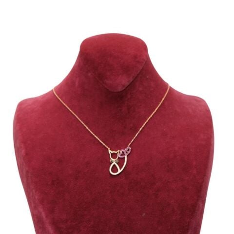 Kedi Motifli 925 Ayar Gümüş Hayalet Kolye