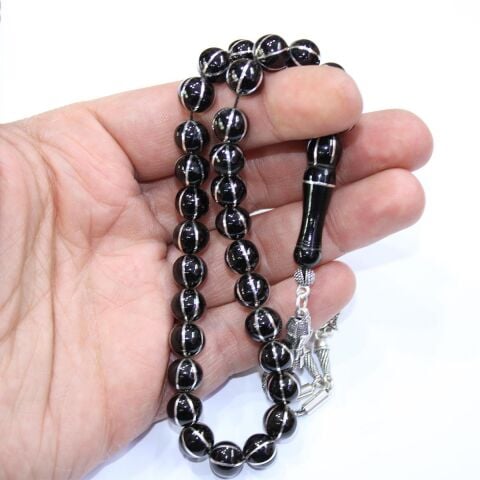 6 lı Karpuz Dilimi Oltu Taşı Tespih 9 (mm)