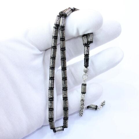 Kesme Oltu Taşı Tespih Zebra Model 5*9 (mm)