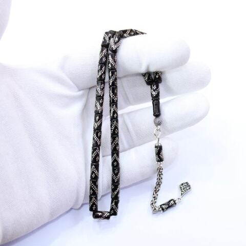 Çift V İşleme Kesme Oltu Taşı Tespih 5*9 (mm)