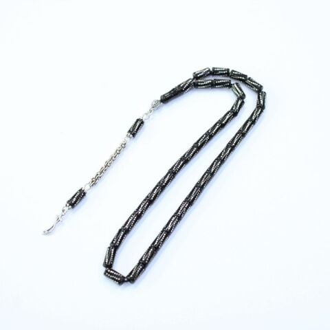 Burgu İşlemeli Kesme Oltu Taşı Tespih 5*9 (mm)