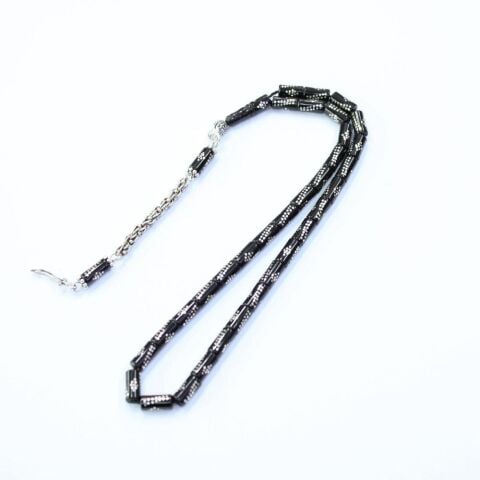 Burgu Baklava İşlemeli Kesme Oltu Taşı Tespih 5*9 (mm)