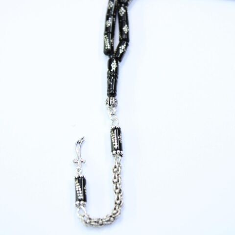 Burgu Baklava İşlemeli Kesme Oltu Taşı Tespih 5*9 (mm)