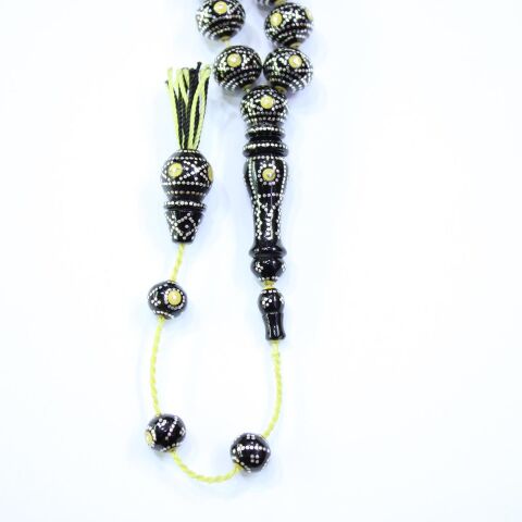 Satürn Model İşlemeli Oltu Taşı Tespih 11 (mm)