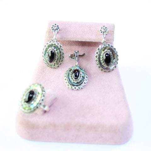 Sedef & Oltu Taşlı Markazit Üçlü Set Model - 12