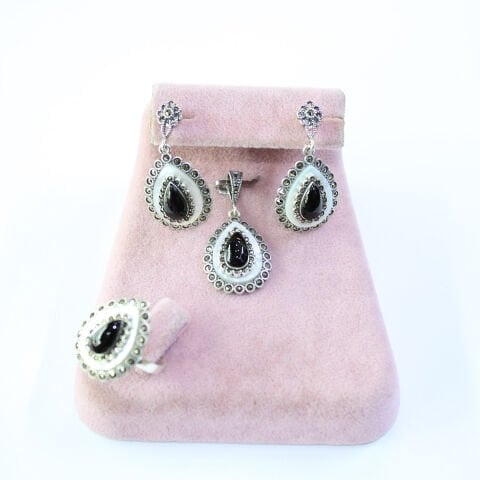 Sedef & Oltu Taşlı Markazit Üçlü Set Model - 14