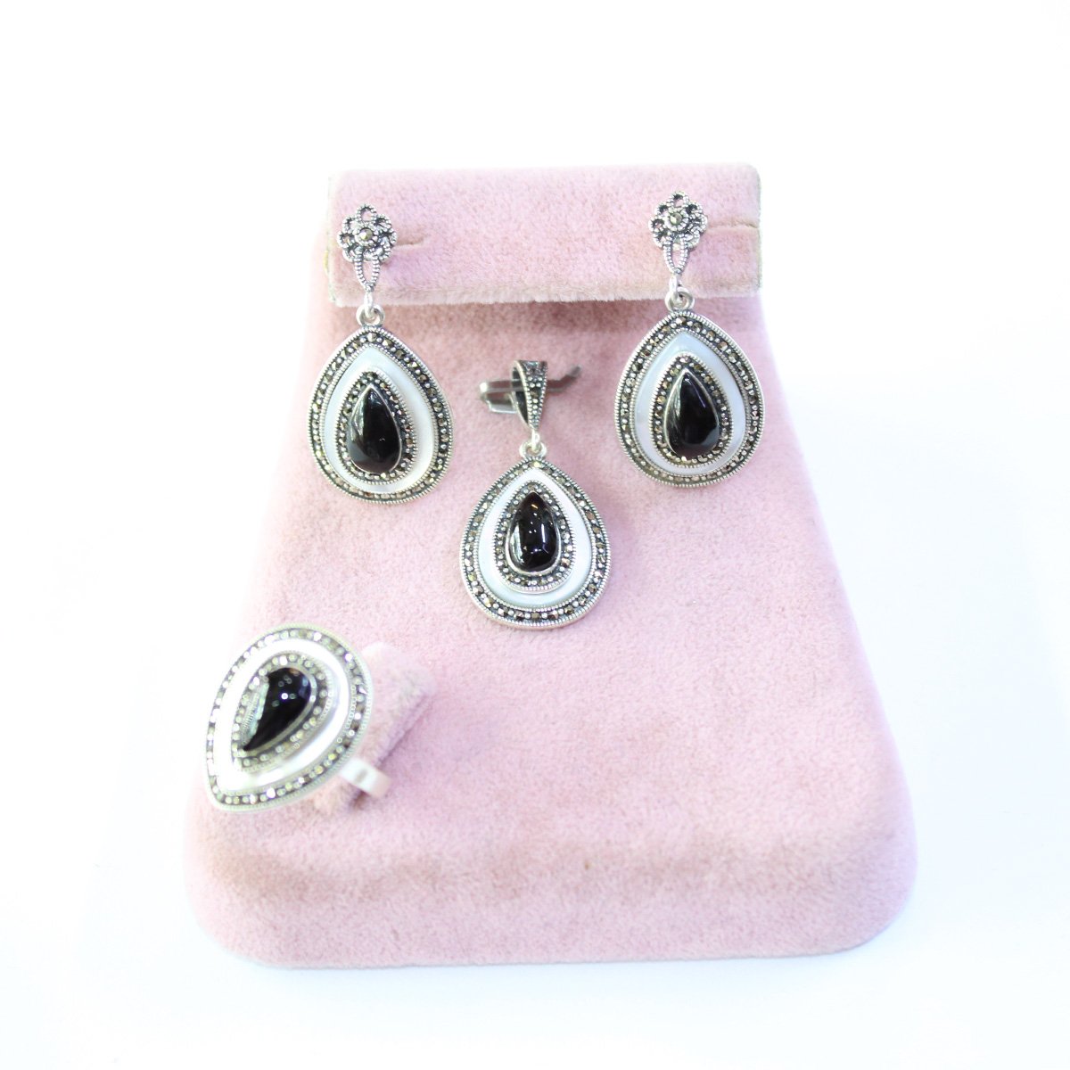 Sedef & Oltu Taşlı Markazit Üçlü Set Model - 17