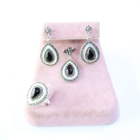 Sedef & Oltu Taşlı Markazit Üçlü Set Model - 17