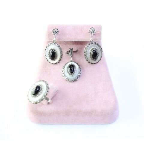 Sedef & Oltu Taşlı Markazit Üçlü Set Model - 19