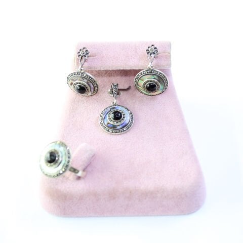 Sedef & Oltu Taşlı Markazit Üçlü Set Model - 20