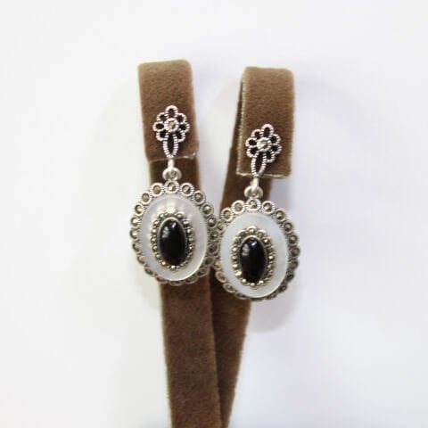 Gümüş Sedef & Markazit Oltu Taşı Küpe Model No -10