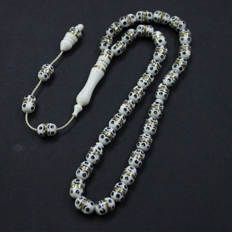 Siyah Prinç İşlemeli Deve Kemiği Tespih 8*12 (mm)