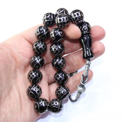 Sonsuzluk Motifli Maskot Oltu Taşı Tespih 15 (mm)