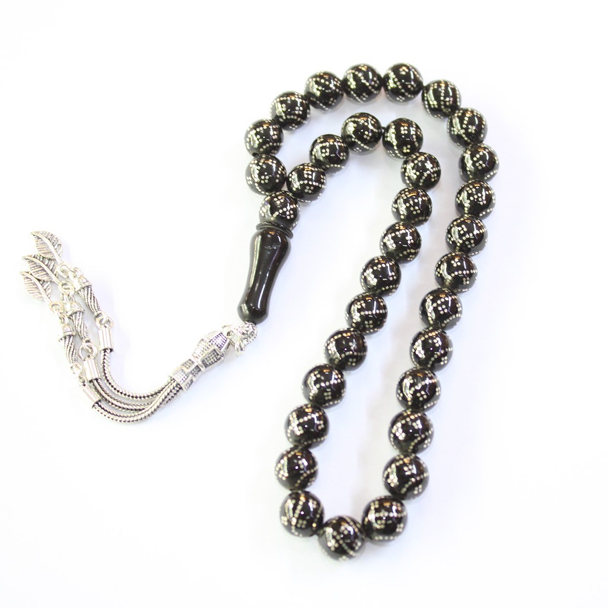 Sarmal 4'lü İşleme Oltu Taşı Tespih 9,5 (mm)