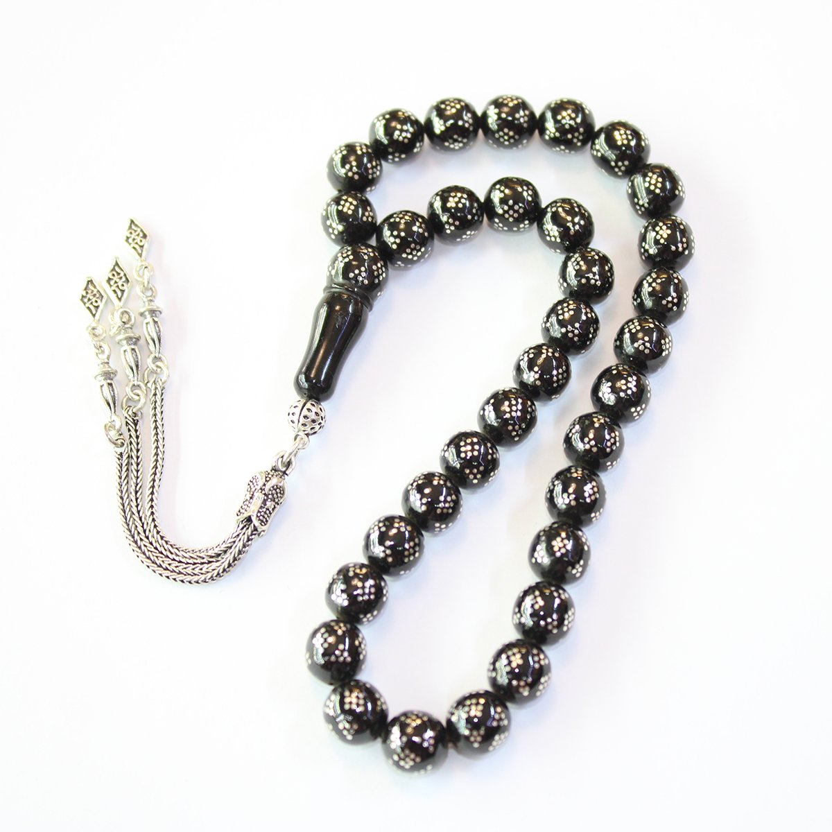 Çoklu Baklava İşlemeli Oltu Taşı Tespih 8,5 (mm)