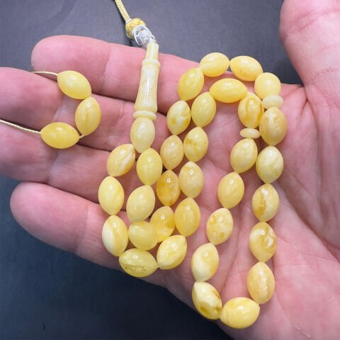 Akça Kaliningrad Damla Kehribar Beyzi Tespih 8*12 (mm)