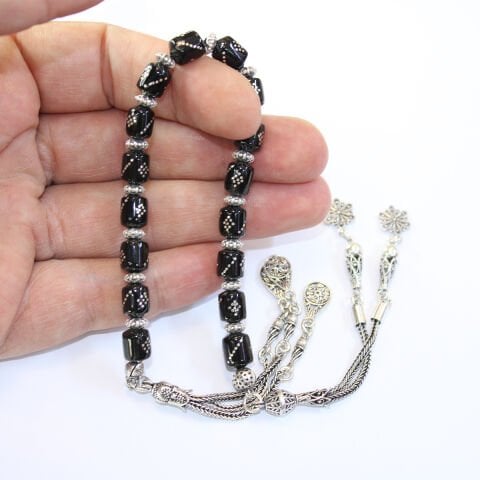 Burgu Baklava İşlemeli Zaza Oltu Taşı Tespih