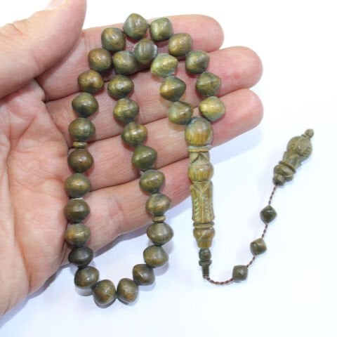 Oymalı Yeşil Pelesenk İstanbul Kesim Tespih 9,5 (mm)