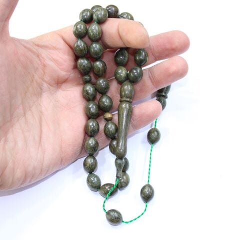 Yeşil Pelesenk Beyzi Kesim Tespih 9,5*11,5 (mm)