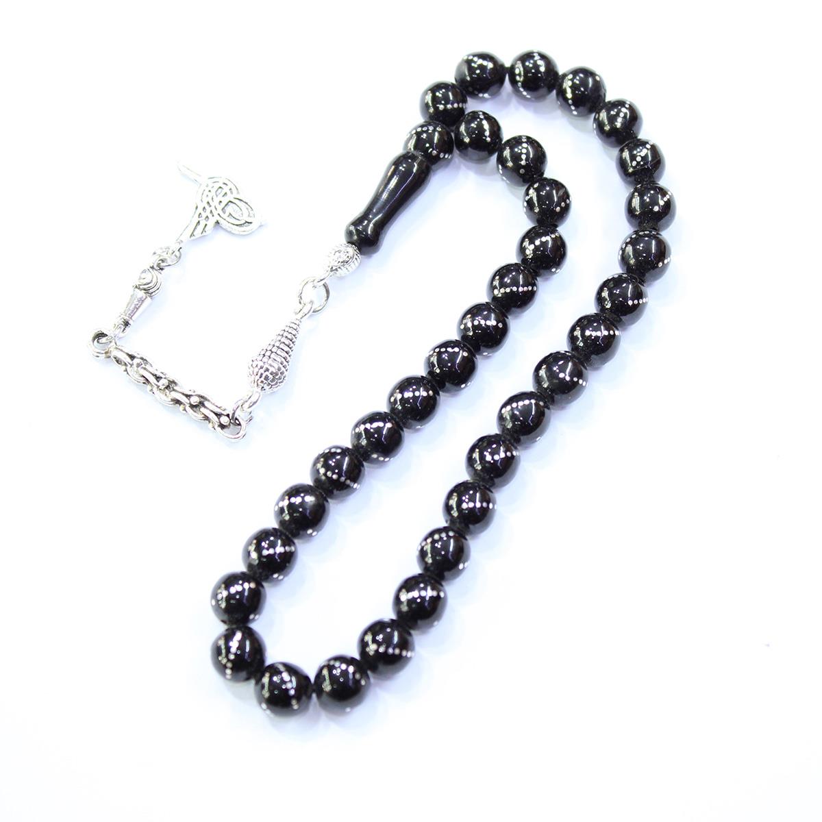 Burgu İşlemeli Oltu Taşı Tespih 7,5 (mm)