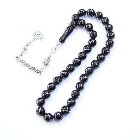 Burgu İşlemeli Oltu Taşı Tespih 7,5 (mm)