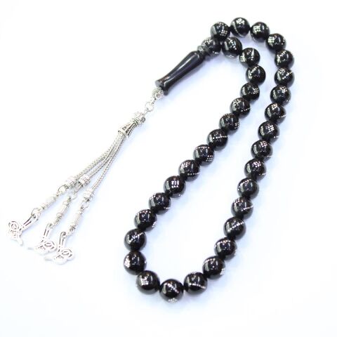 Burgu Baklava İşlemeli Küre Oltu Taşı 9 (mm)