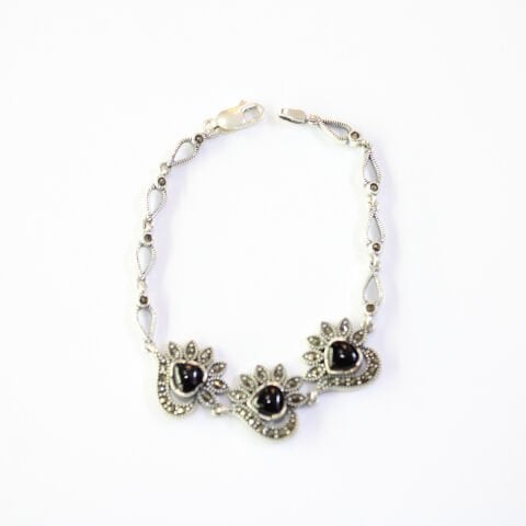 Oltu Taşı Markazit Gümüş Bileklik Model - 15