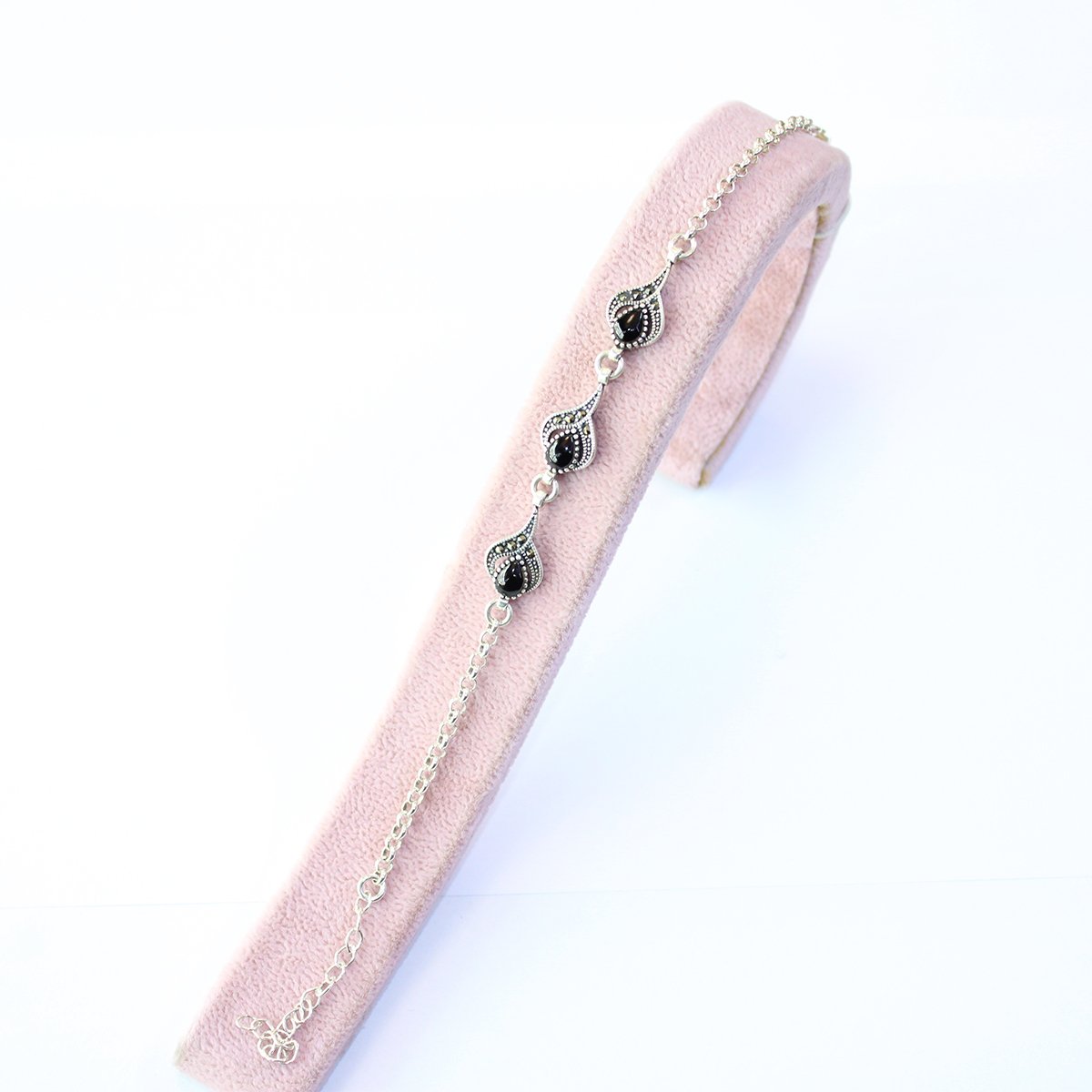 Oltu Taşı Markazit Gümüş Bileklik Model - 16