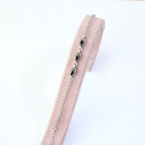 Oltu Taşı Markazit Gümüş Bileklik Model - 17