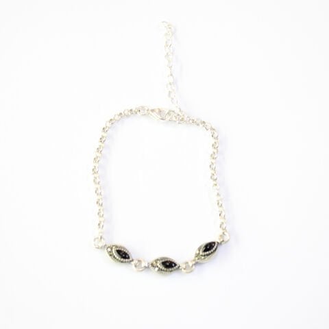 Oltu Taşı Markazit Gümüş Bileklik Model - 17