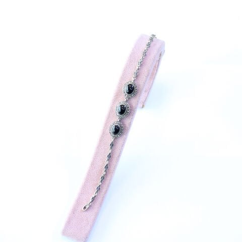 Oltu Taşı Markazit Gümüş Bileklik Model - 18