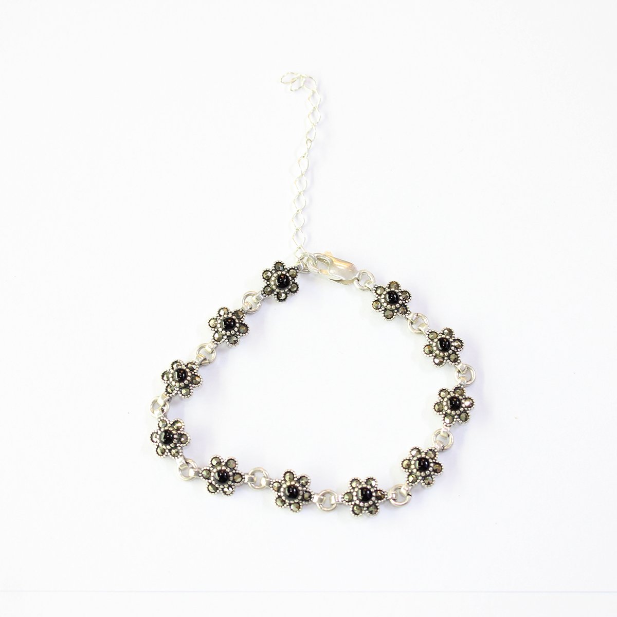 Oltu Taşı Markazit Gümüş Bileklik Model - 18