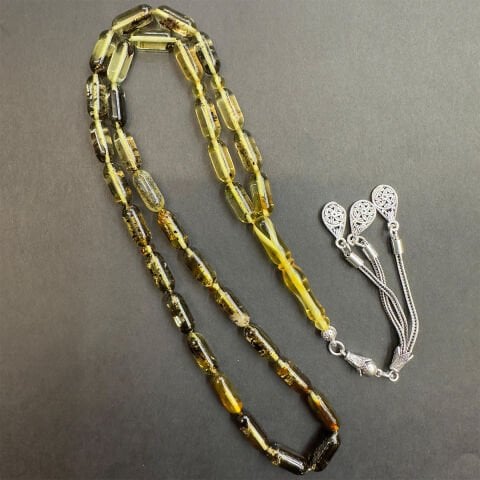 Toprak Fosilli Kaliningrad Damla Kehribar Tespih 5,5*13 (mm)