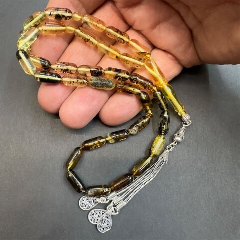 Toprak Fosilli Kaliningrad Damla Kehribar Tespih 5,5*13 (mm)