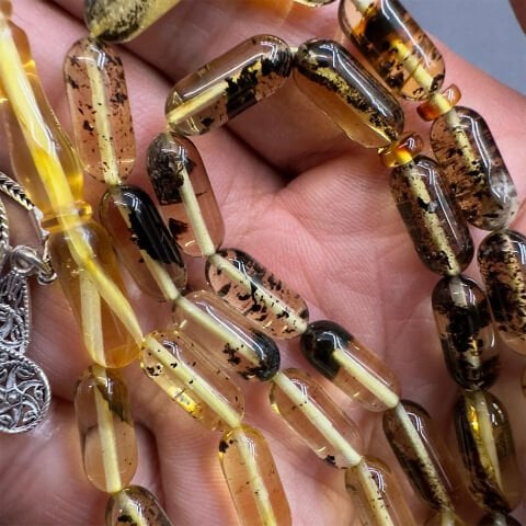 Toprak Fosilli Kaliningrad Damla Kehribar Tespih 5,5*13 (mm)