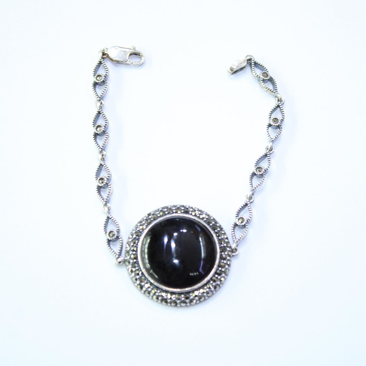 Oltu Taşı Markazit Gümüş Bileklik Model - 19