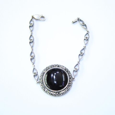 Oltu Taşı Markazit Gümüş Bileklik Model - 19