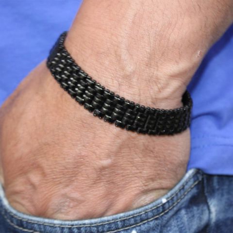Saat Kordonu Model Siyah Çelik Bileklik