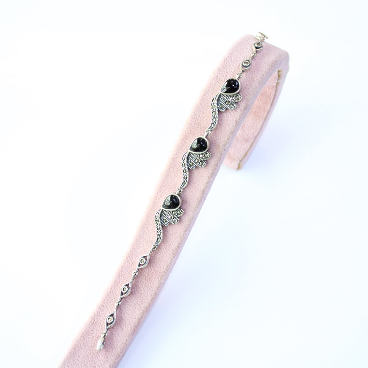 Oltu Taşı Markazit Gümüş Bileklik Model - 21