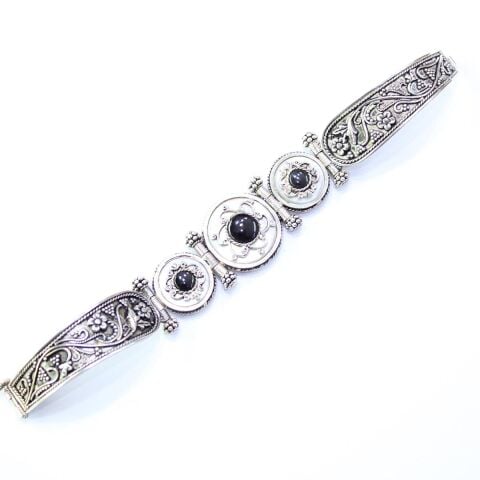 Sedef Oltu Taşlı Gümüş Kelepçe Bileklik