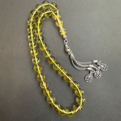 Şeffaf Kaliningrad Damla Küre Kehribar Tespih 9 (mm)