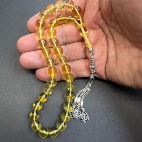 Şeffaf Kaliningrad Damla Küre Kehribar Tespih 9 (mm)