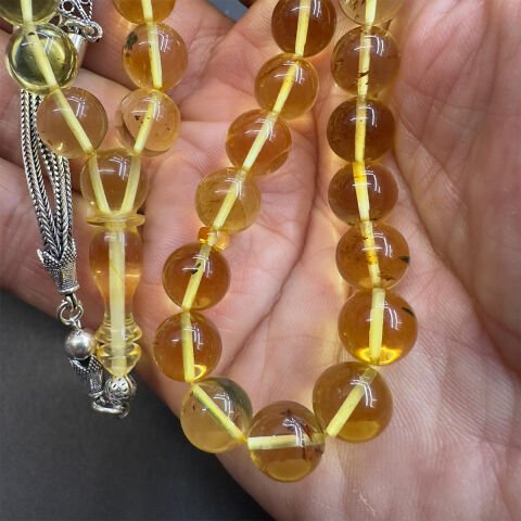 Şeffaf Kaliningrad Damla Küre Kehribar Tespih 9 (mm)