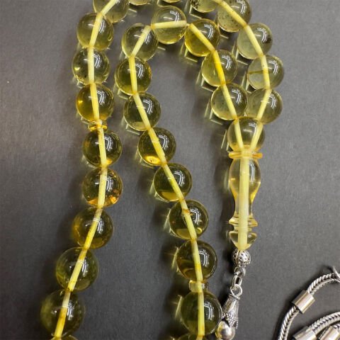 Şeffaf Kaliningrad Damla Küre Kehribar Tespih 9 (mm)